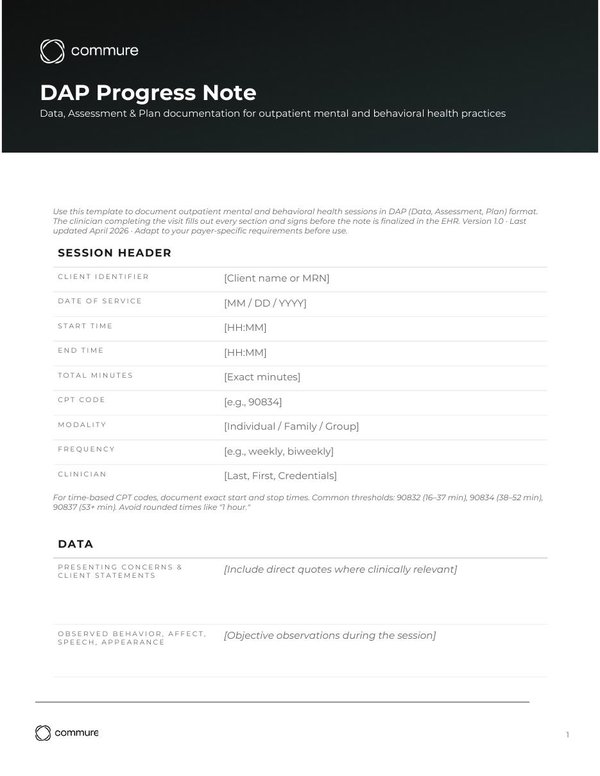 DAP progress note
