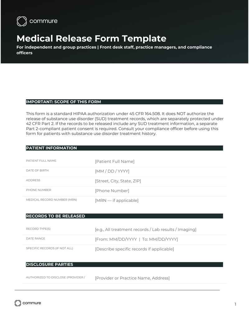 medical release form template