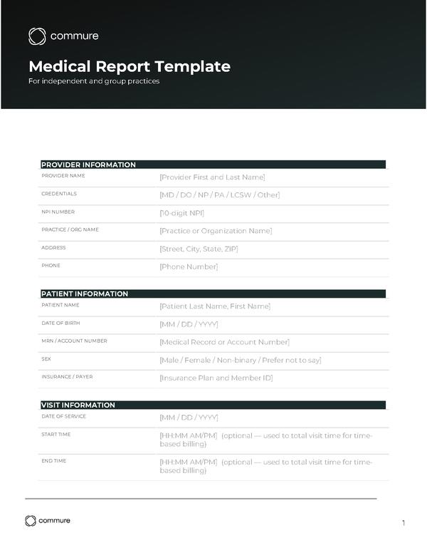 medical report template