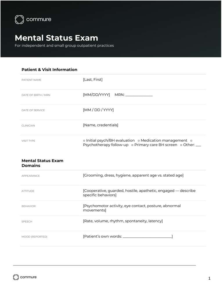mental status template