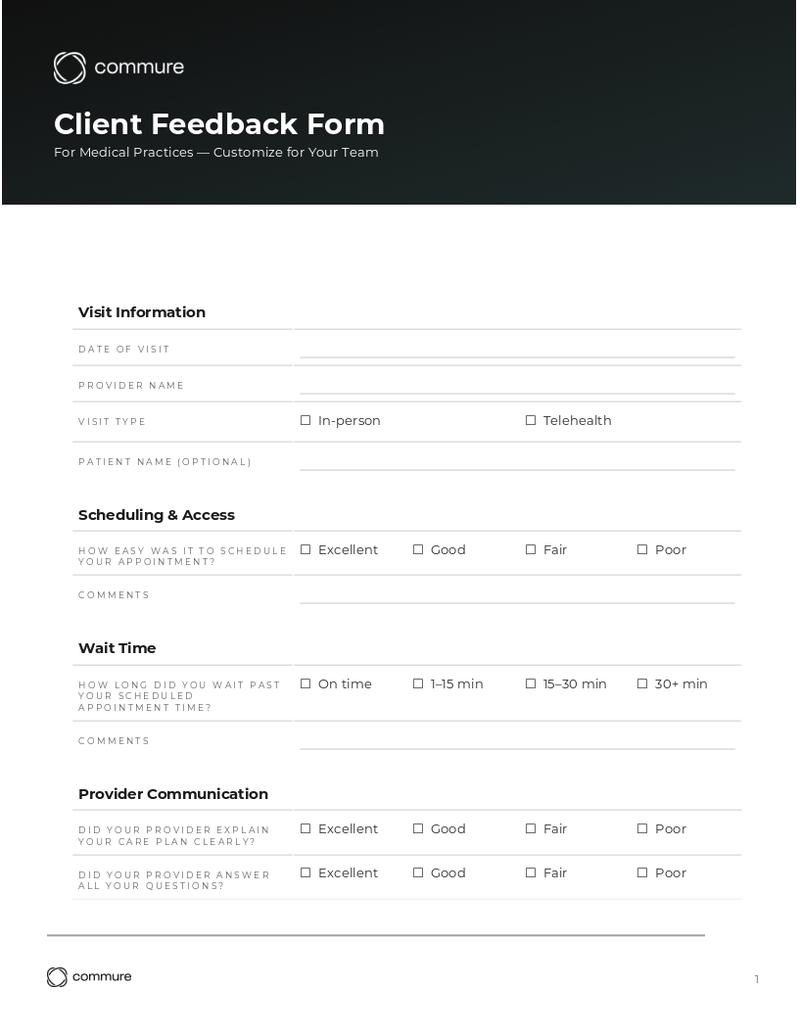 client feedback form template