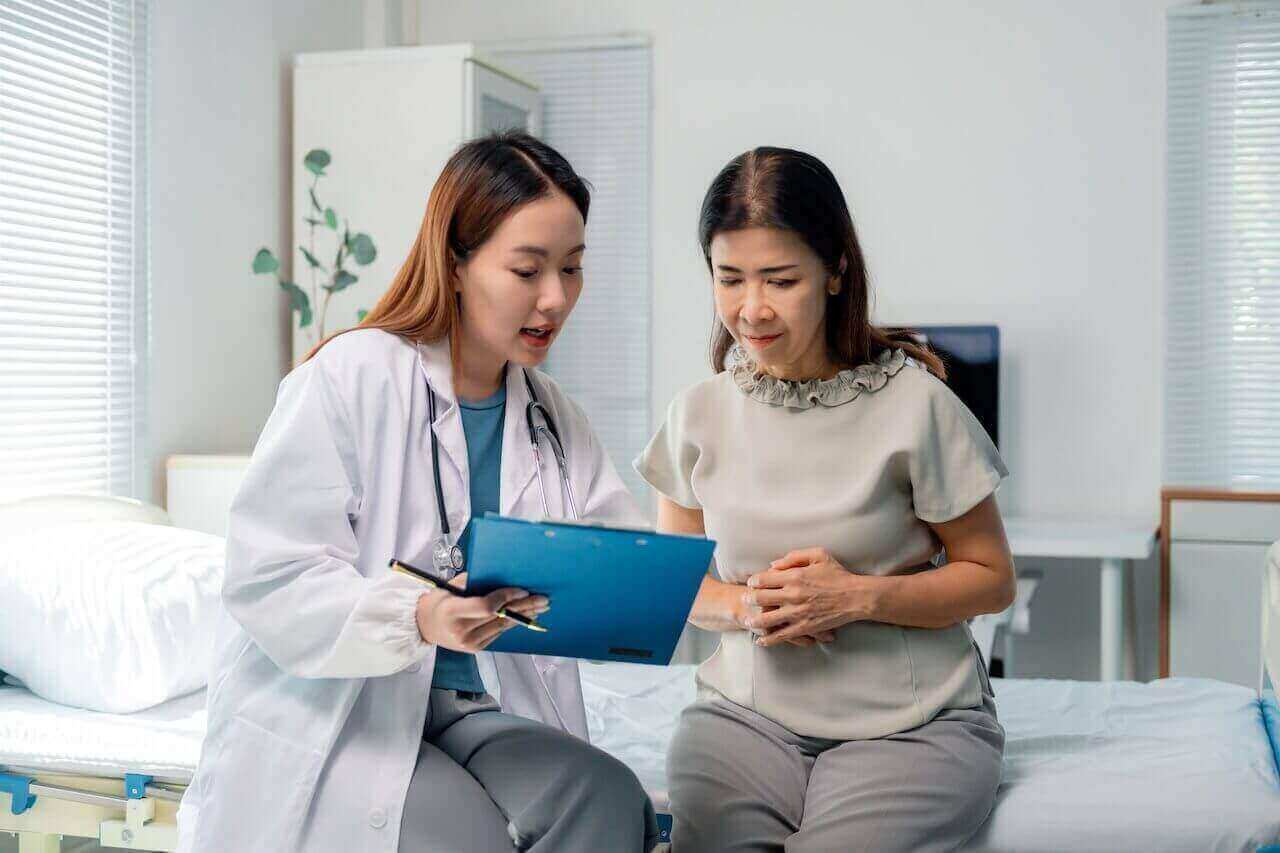 provider explaining results to female patient