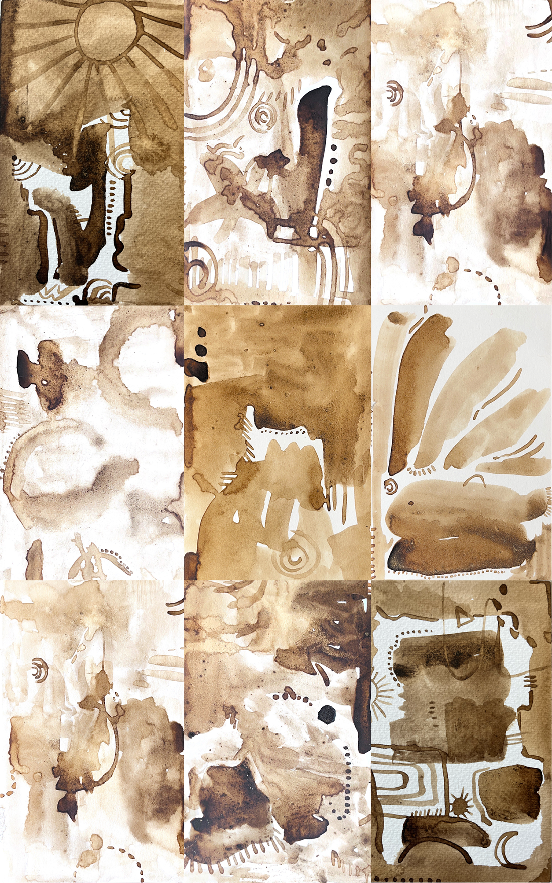 A watercolor like painting drawn from dyed black walnuts to display the ethereal evolution of the life of Harriet Jacobs, honoring her legacy, and the wisdom and impact she left behind.