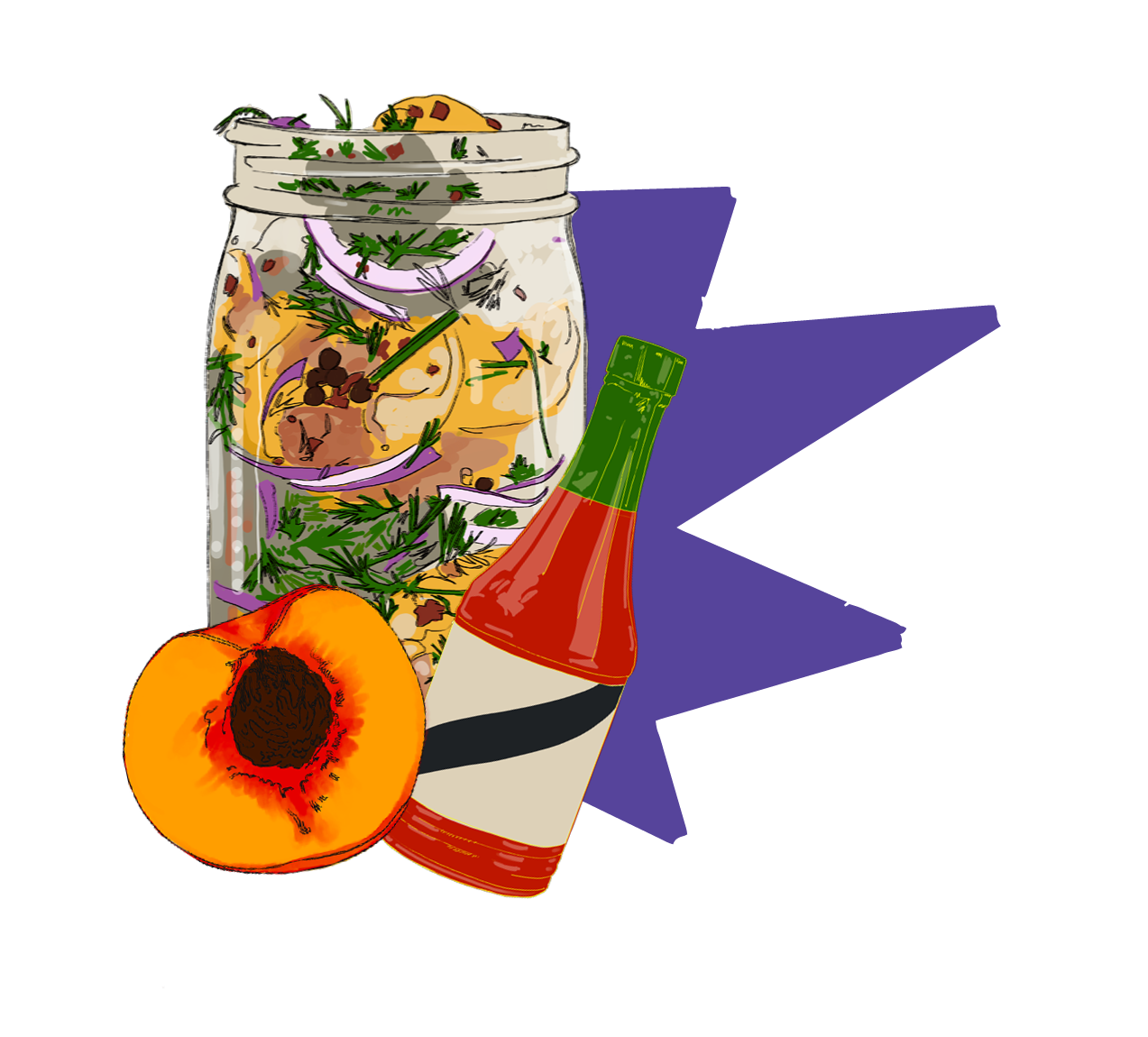An illustration of the dressed peach salad