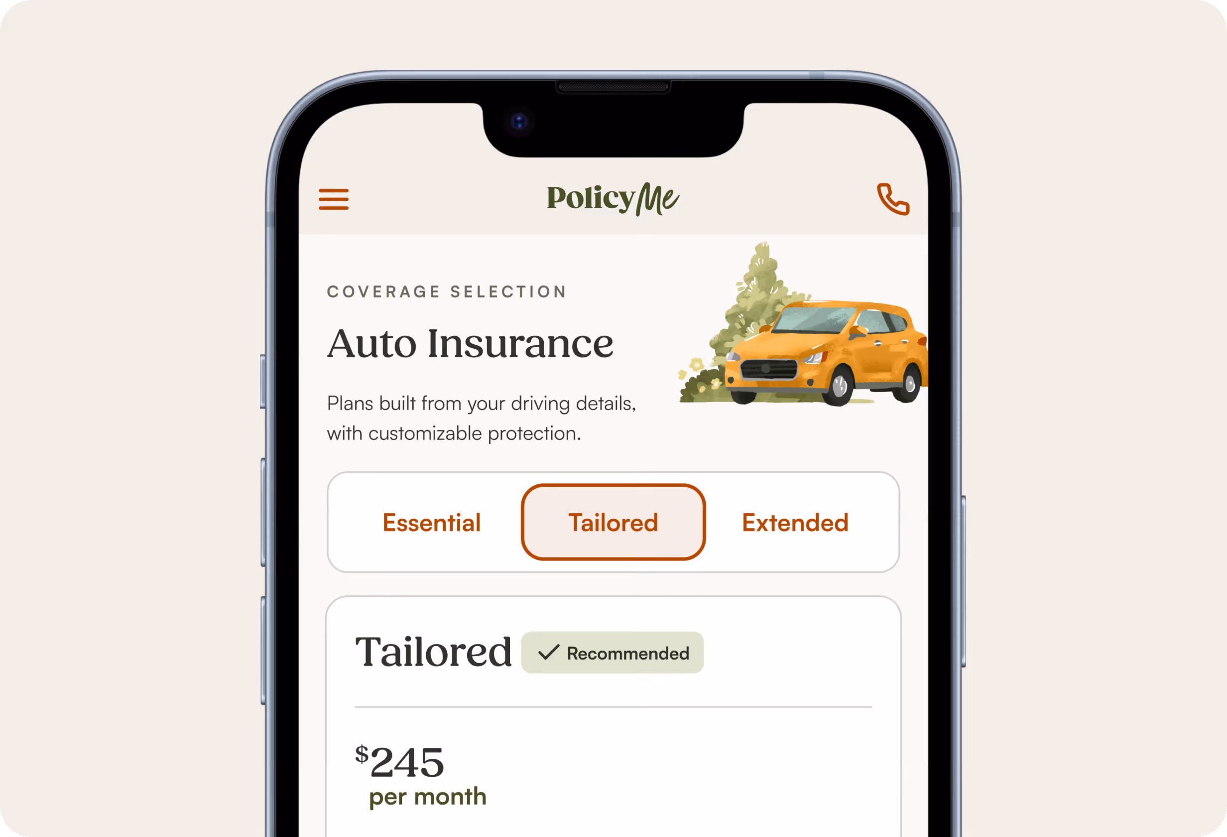 mobile ua with the car insurance process