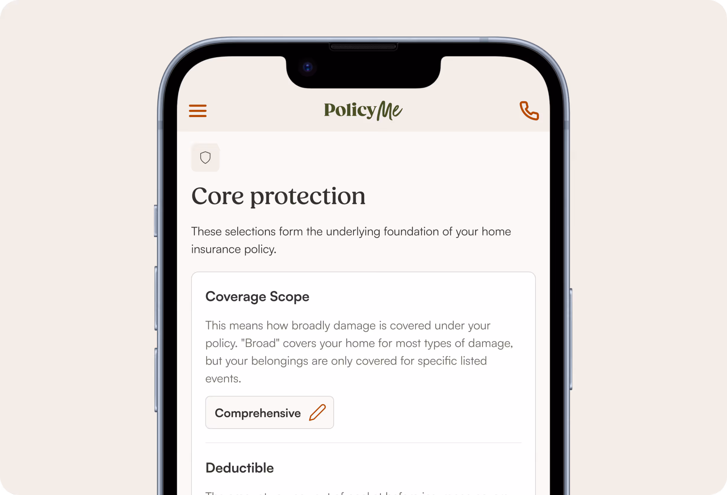 home insurance mobile ui