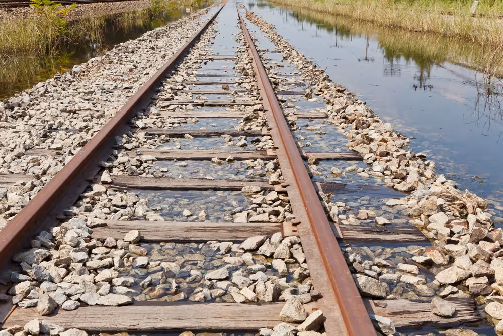 Flooded railway line