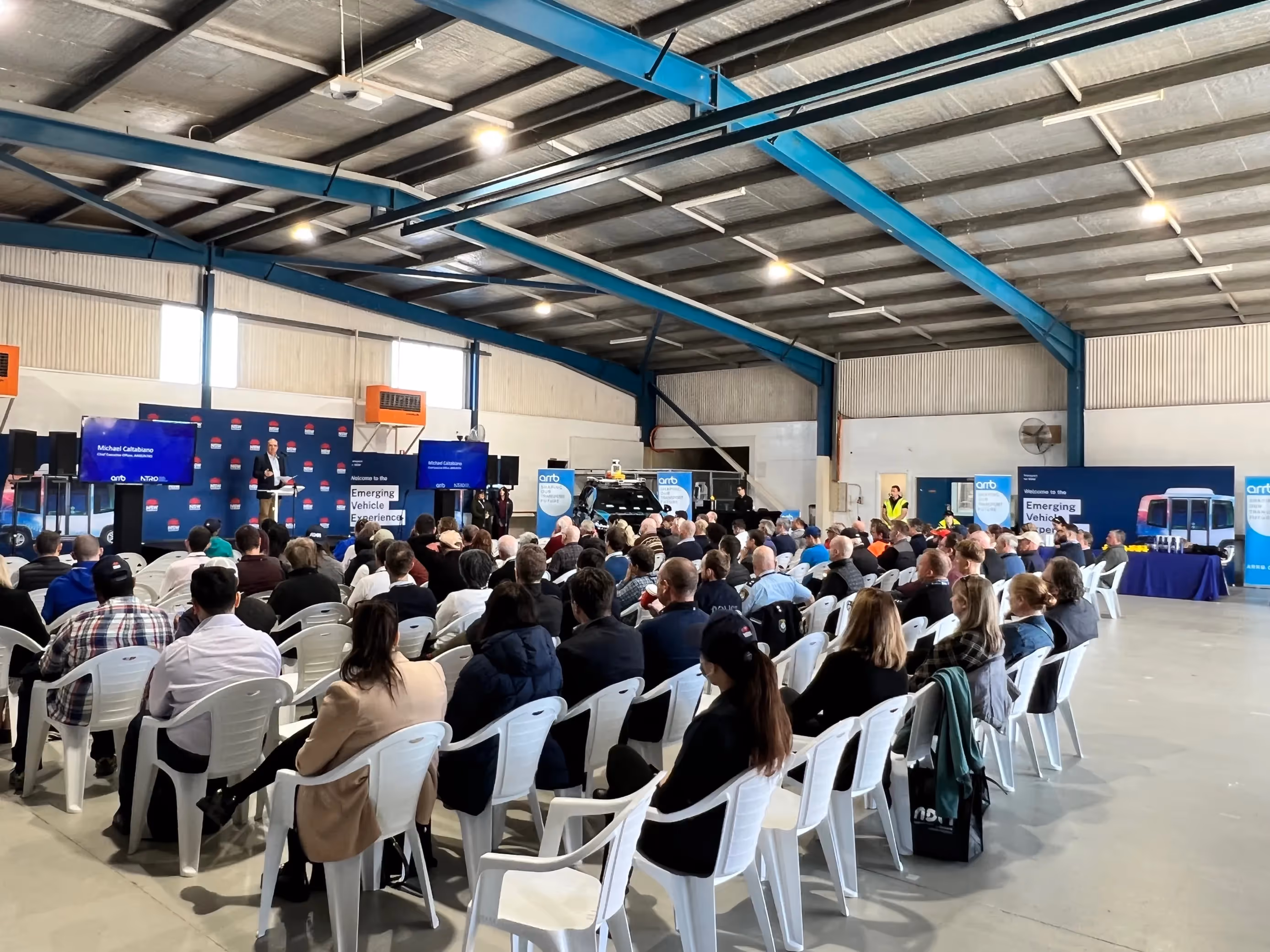 Crowd at the Emerging Vehicle Experience at Transport for NSW's Cudal testing centre