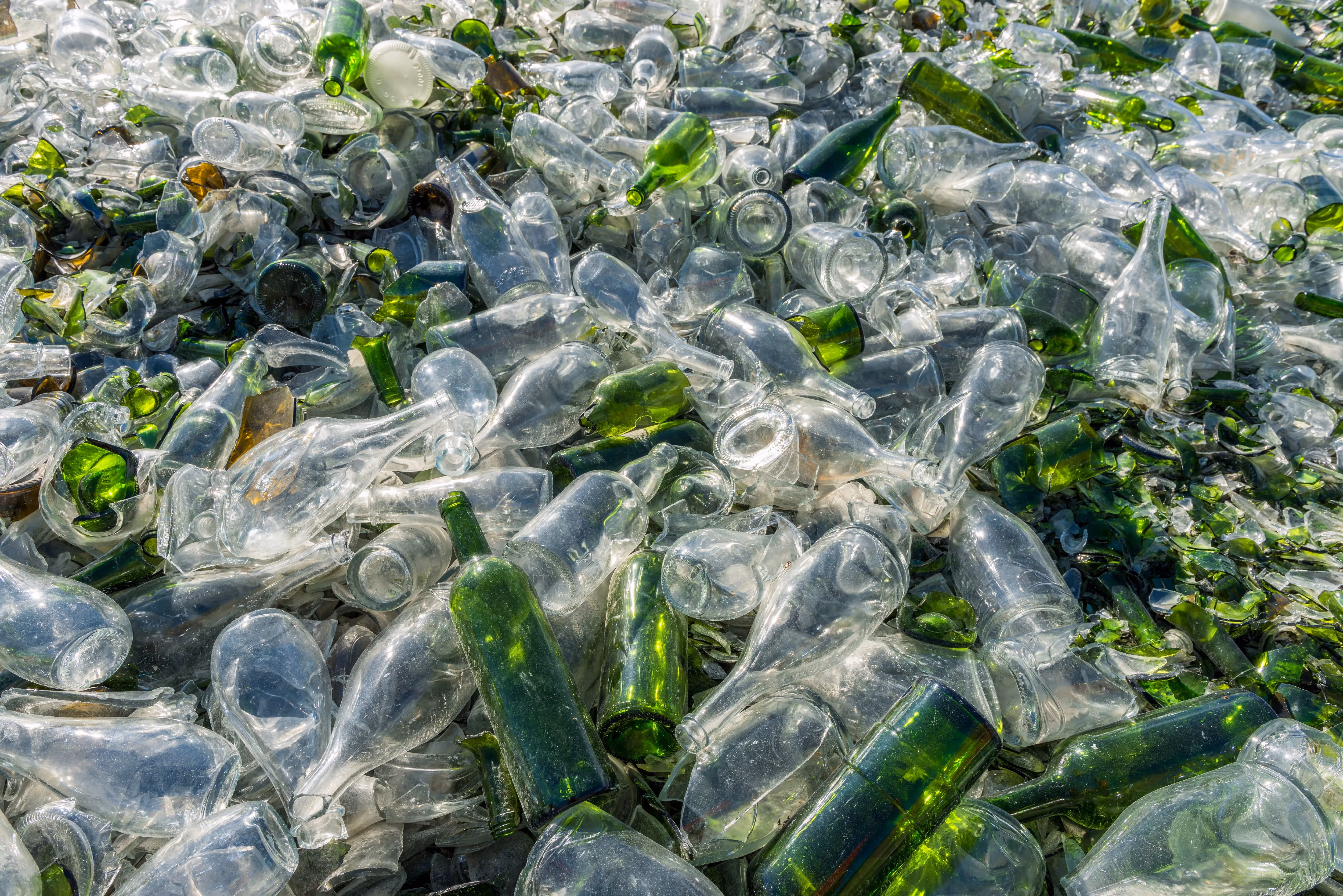 Waste glass awaiting recycling