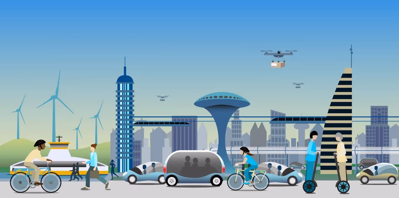 Graphical representation of a futuristic transport landscape