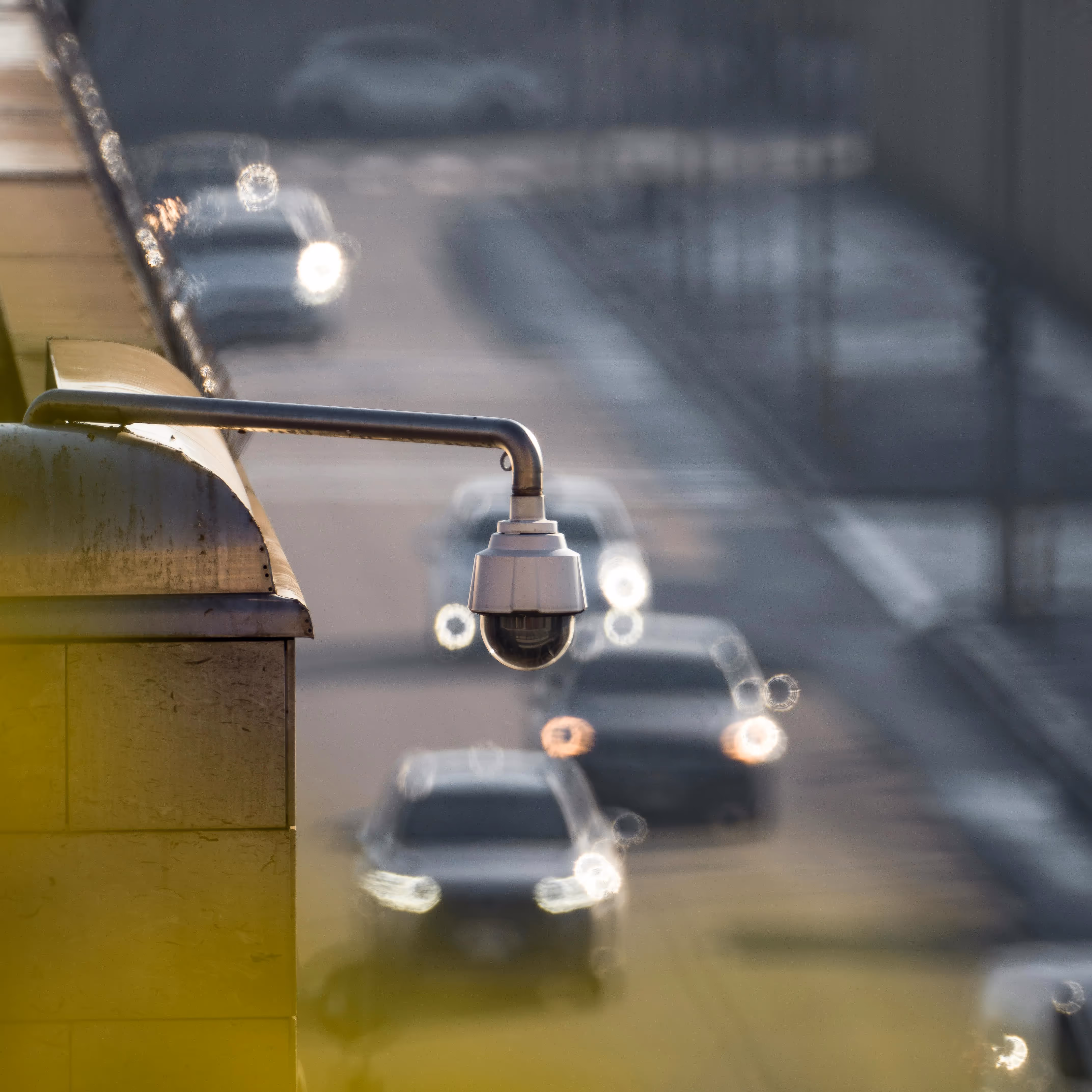 surveillance camera with road traffic