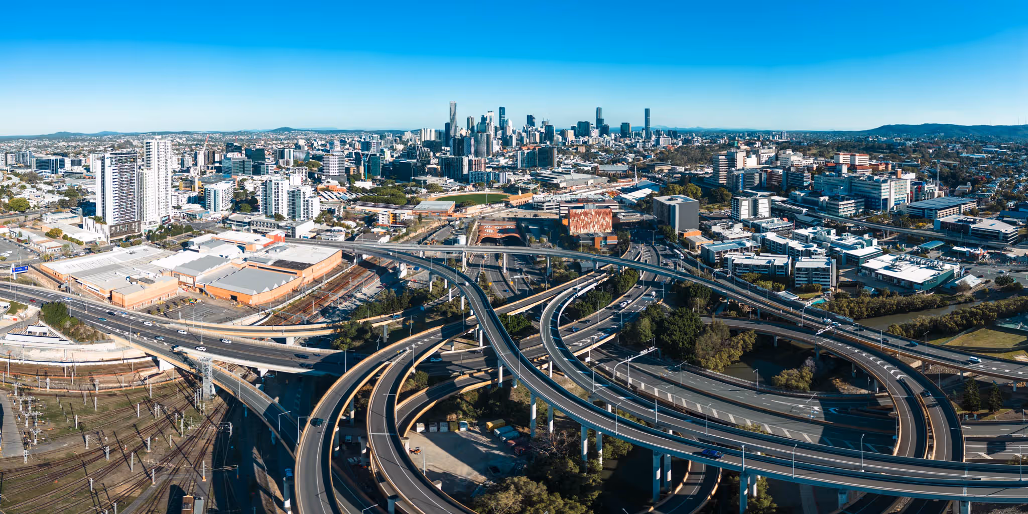 A busy road network in Brisbane, Australia.