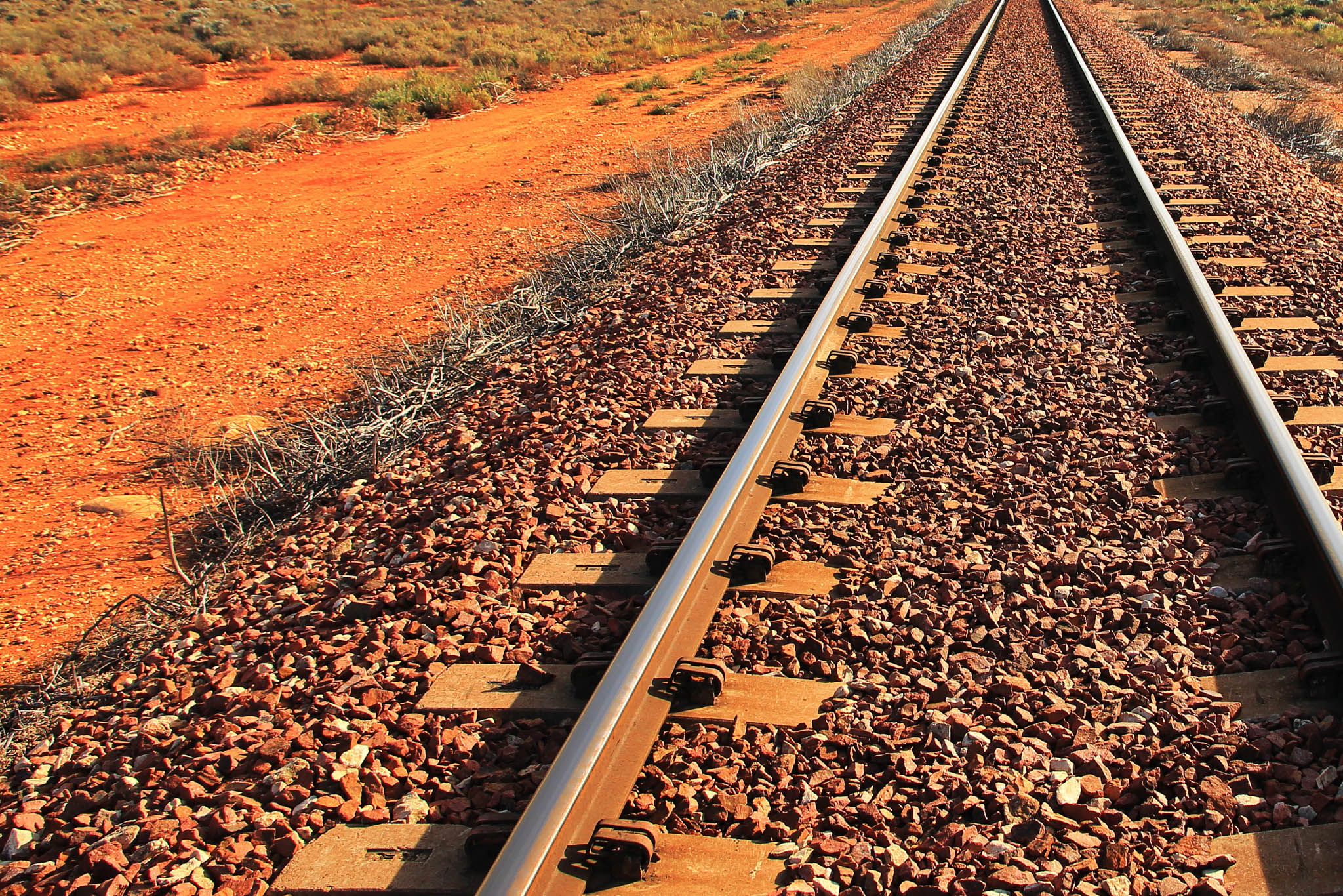 Close up of a train track in Australia.