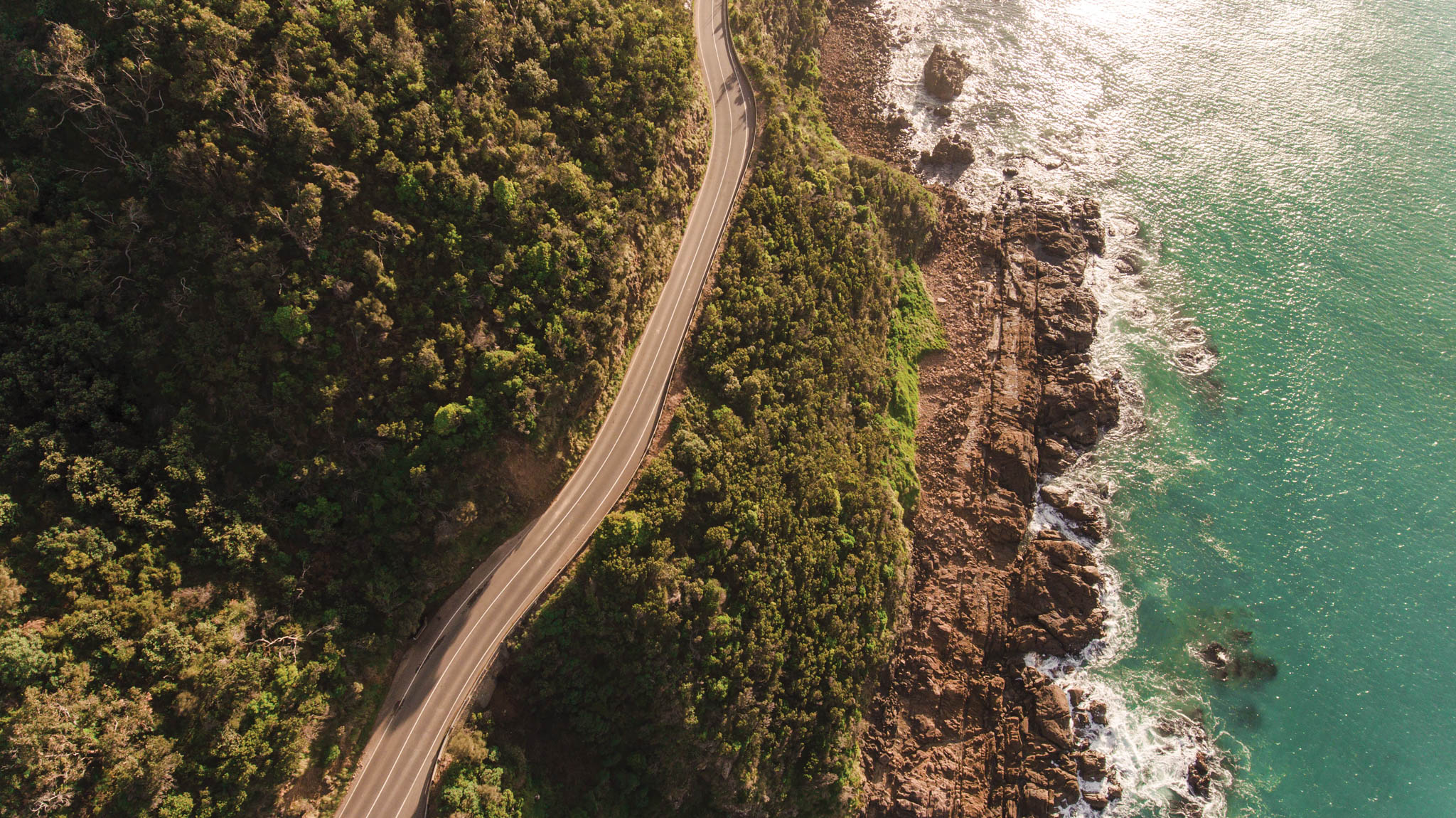 Road winding around Australian coastline