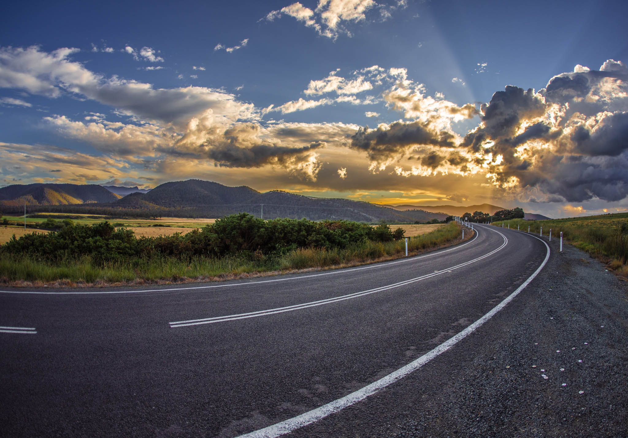 Winding paved road