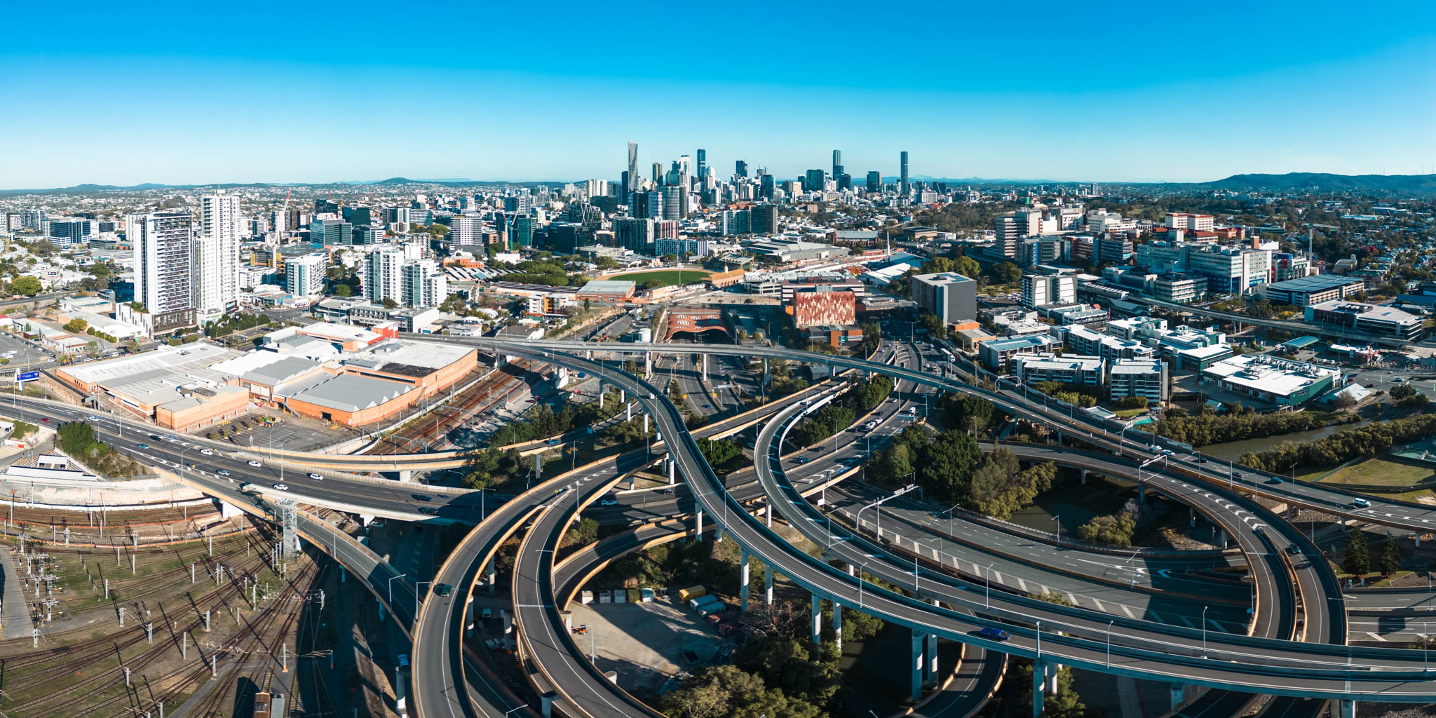 A busy road network in Brisbane, Australia.
