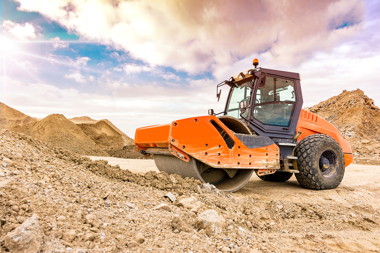 Road Roller compaction and stabilising pavement.