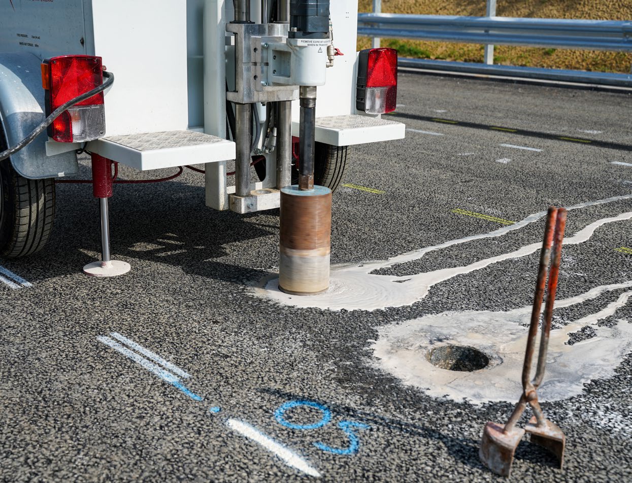 Close up of a road test.
