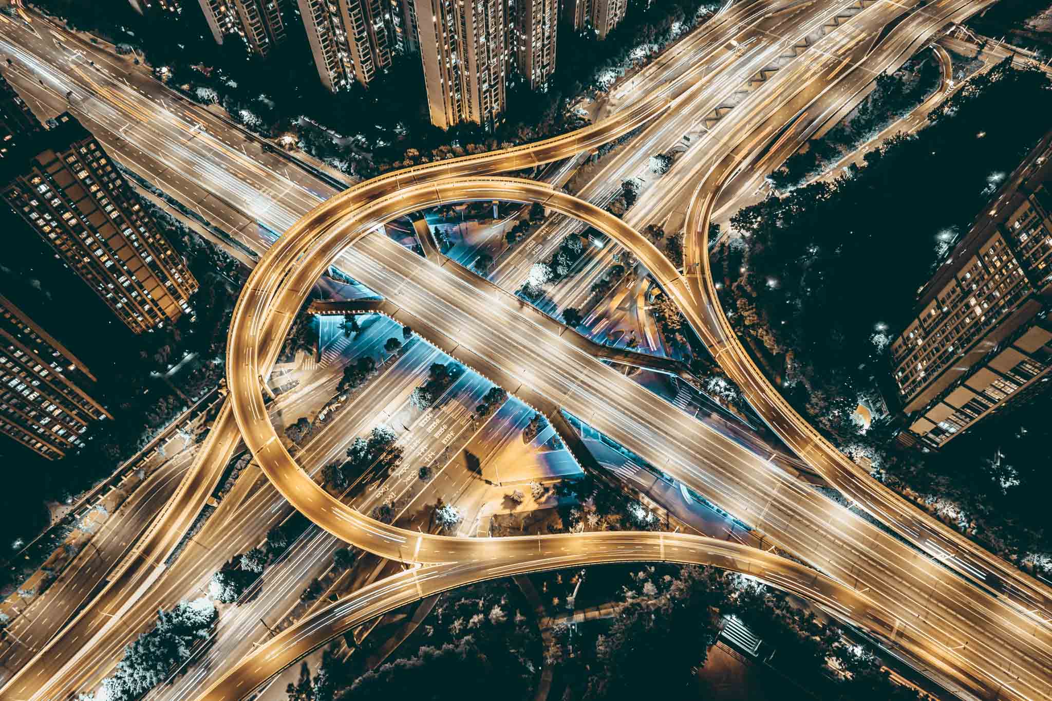 Large, complex motorway system.