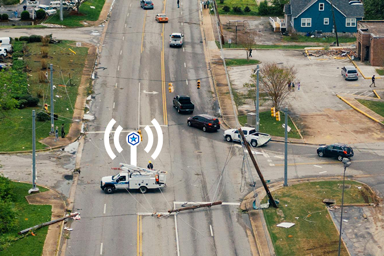 Utility truck with signal icon 