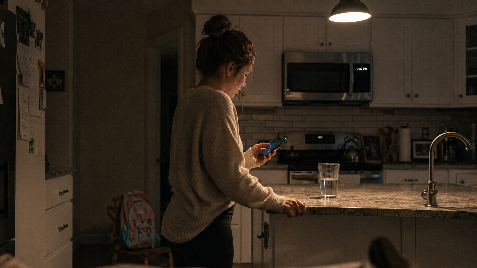 A mom at the kitchen table