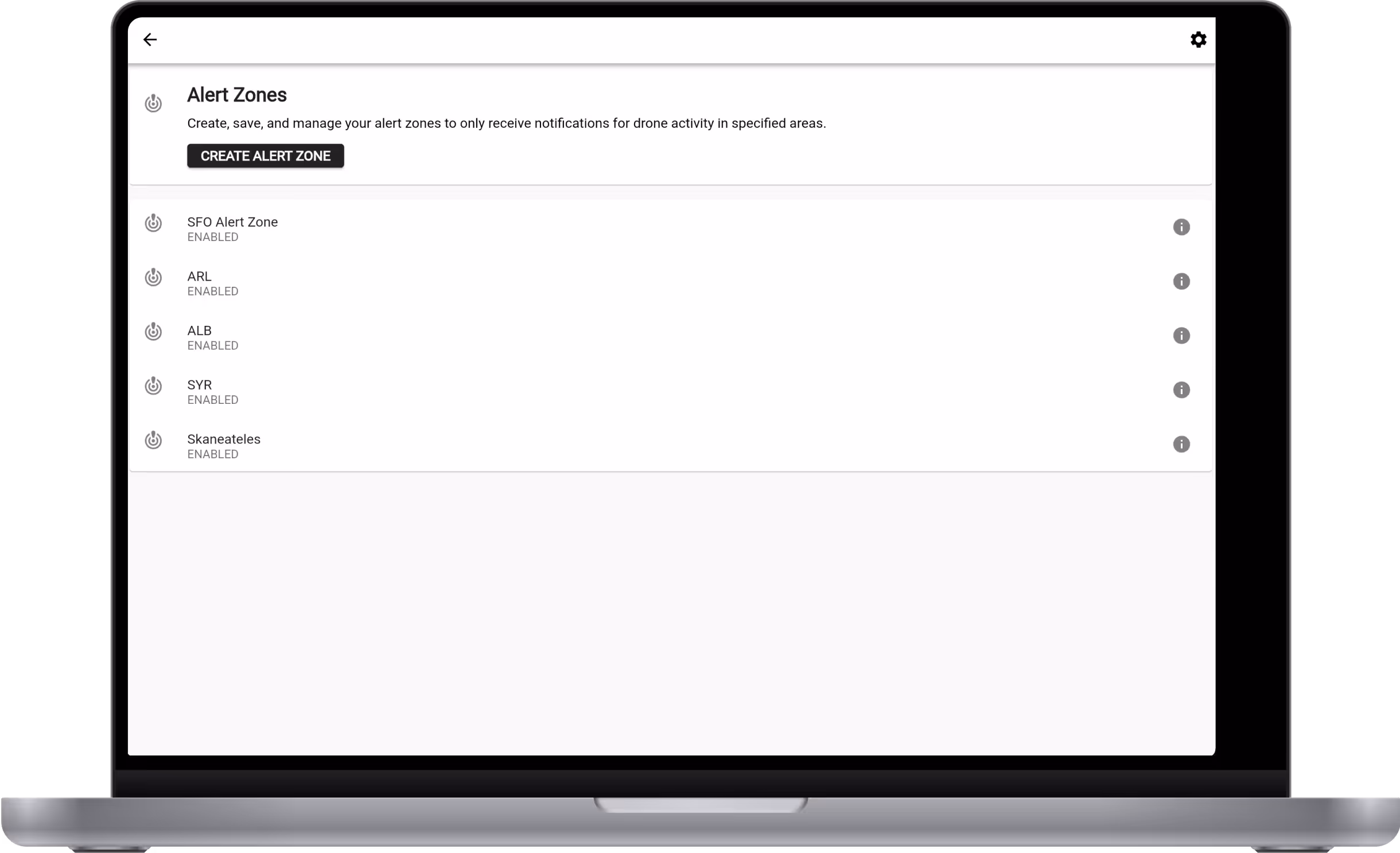A laptop displaying Alert Zones from Hidden Level