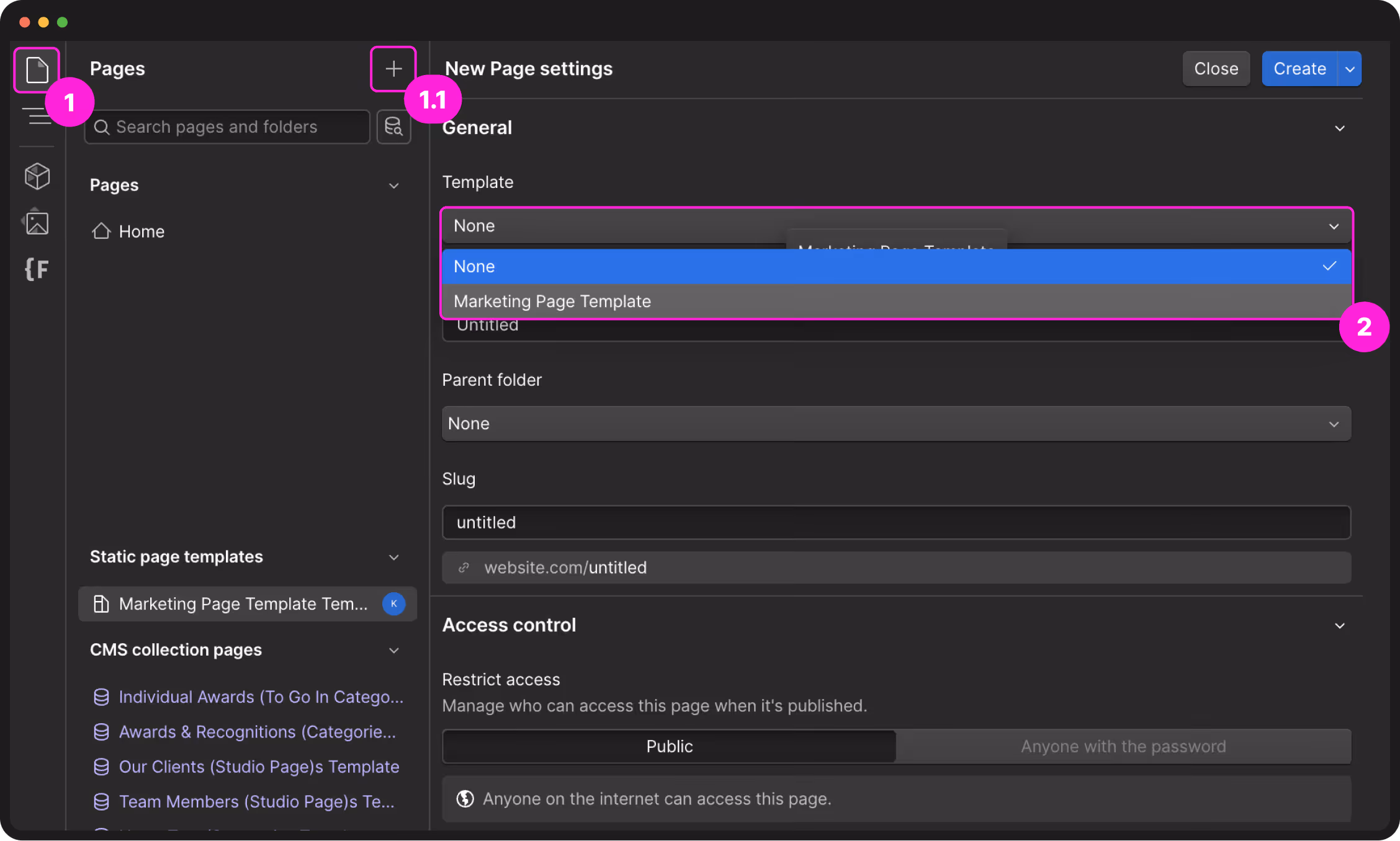 Building a new page in Build Mode