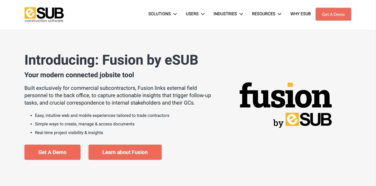 Esub construction management software 