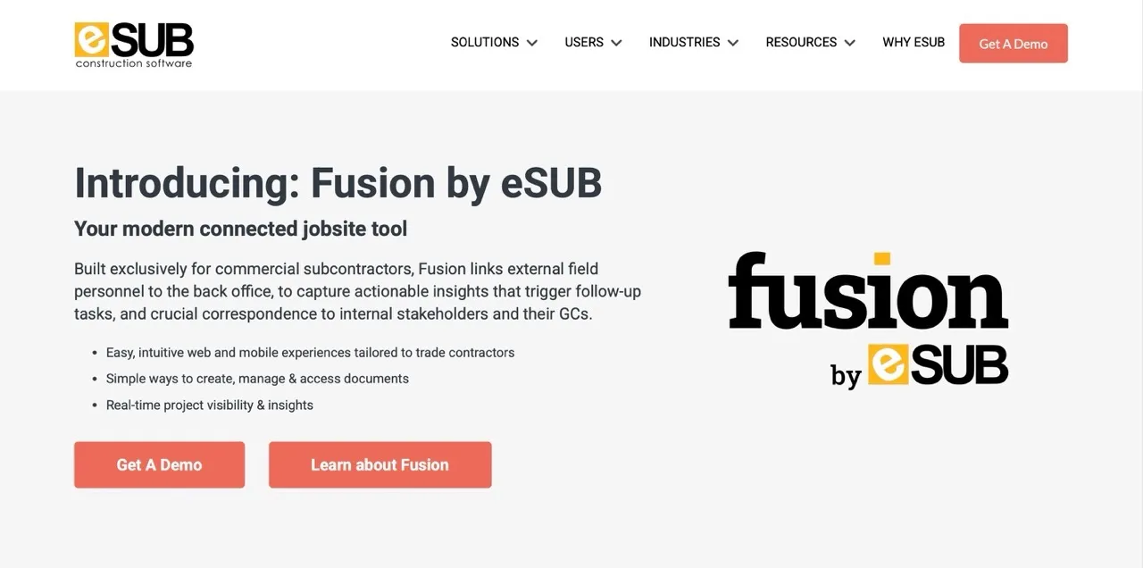 Esub construction management software