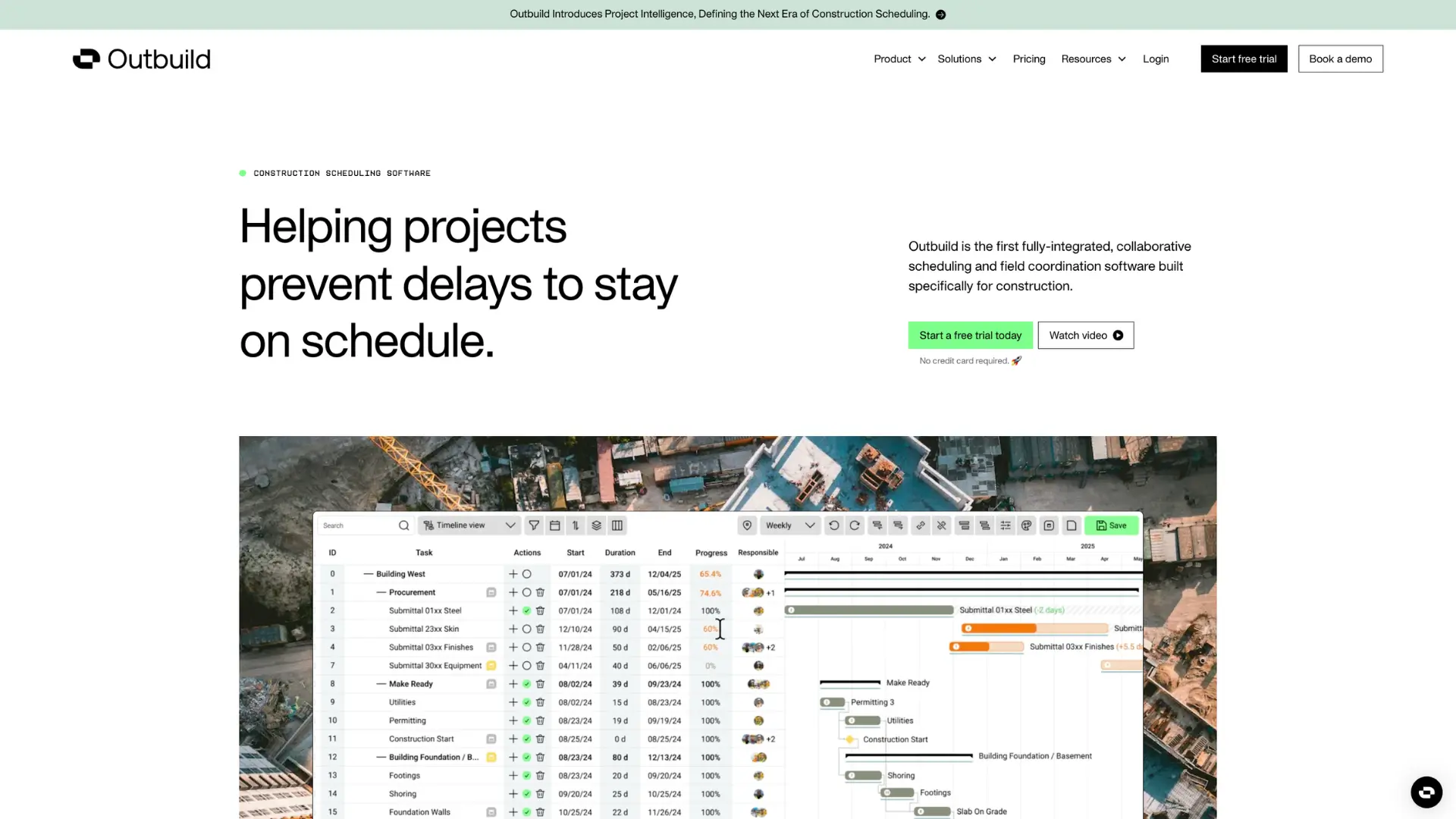 Outbuild construction scheduling software