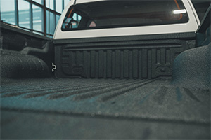 Close up image of a rubberised bakkie bed liner