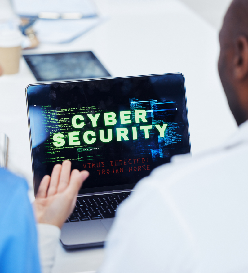 Laptop screen with cyber security on the screen