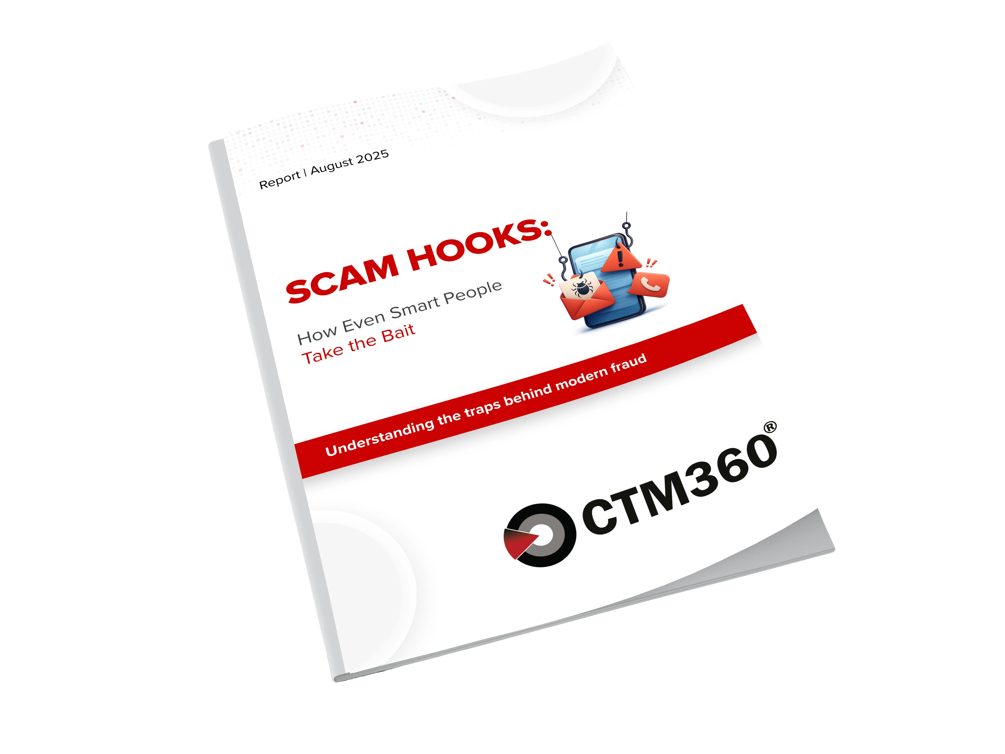 Scam Hooks report cover showing modern online scams, phishing sites, AI-generated fraud, deepfake influencers, and cybercriminal tactics targeting users