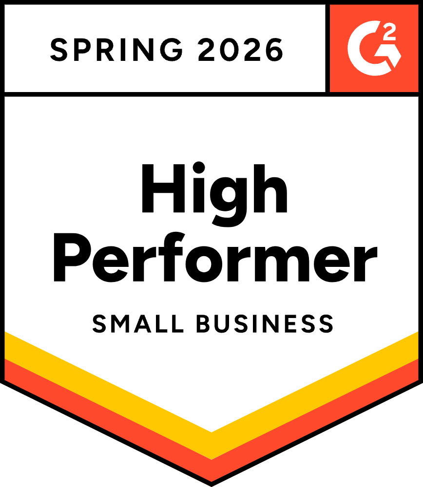G2 Spring 2026 High Performer badge for Small Business with G2 logo