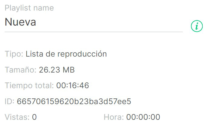 Nombre e Información de la Lista de Reproducción