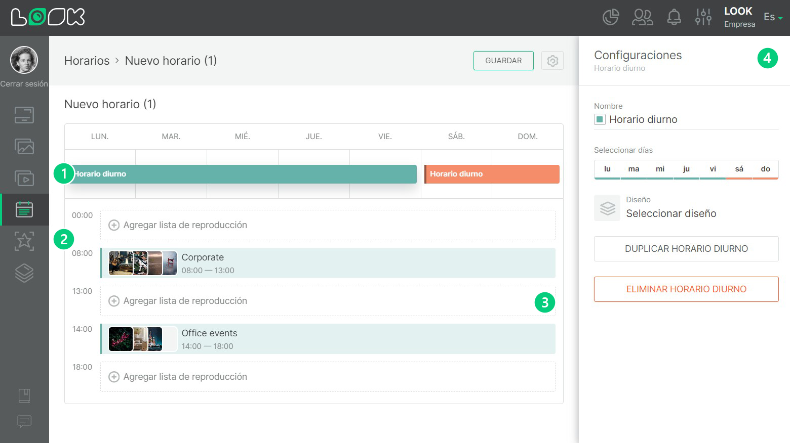 Configuración del Horario Diario