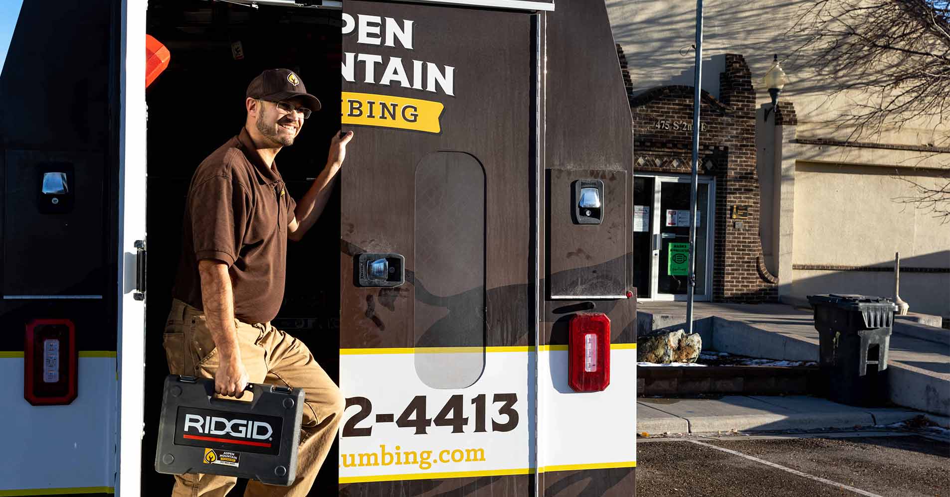 Owner Lance Ball of Aspen Mountain Plumbing prepares a drain camera inspection for a Rock Springs, WY, homeowner.