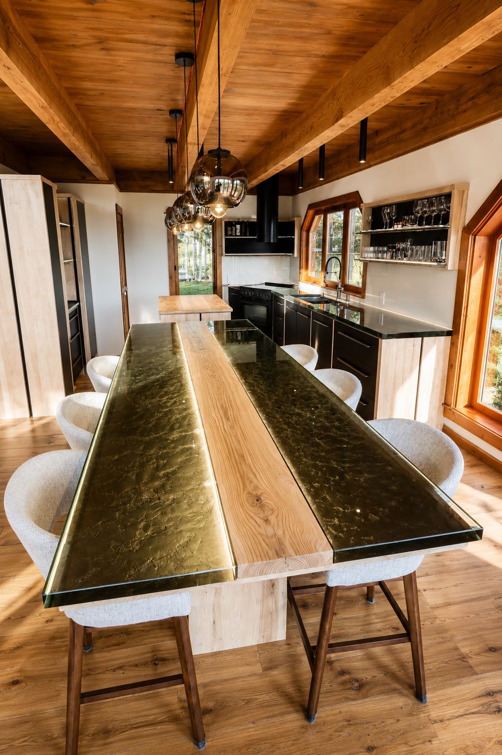 Farmhouse Glass Kitchen Countertop