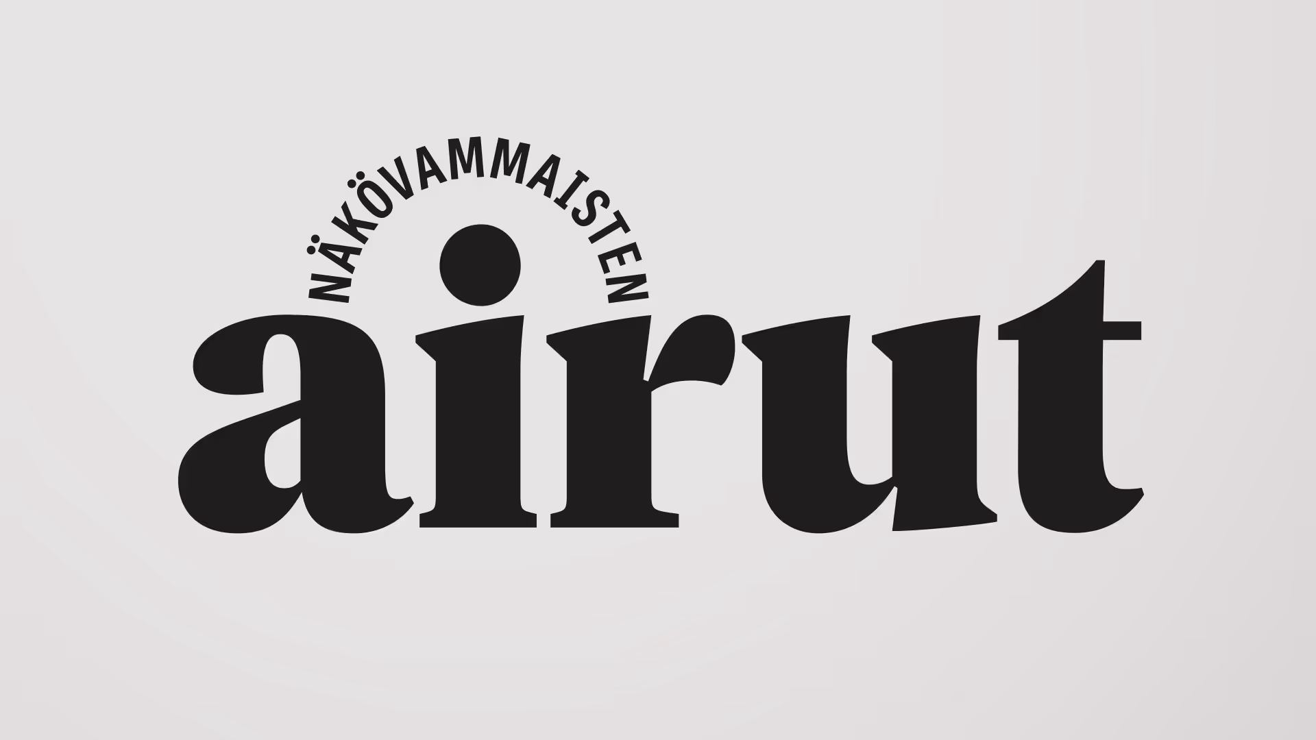 Näkyvammaisten Airut -lehden logo. Logossa sana "airut" on kirjoitettu isolla ja paksulla antiikva-fontilla. I-kirjaimen pisteen ympärillä lukee kaaressa "näkövammaisten".