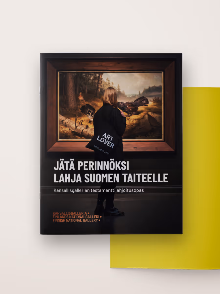 Oppaan kansi ja sitruunankeltainen välisivu taustalla,