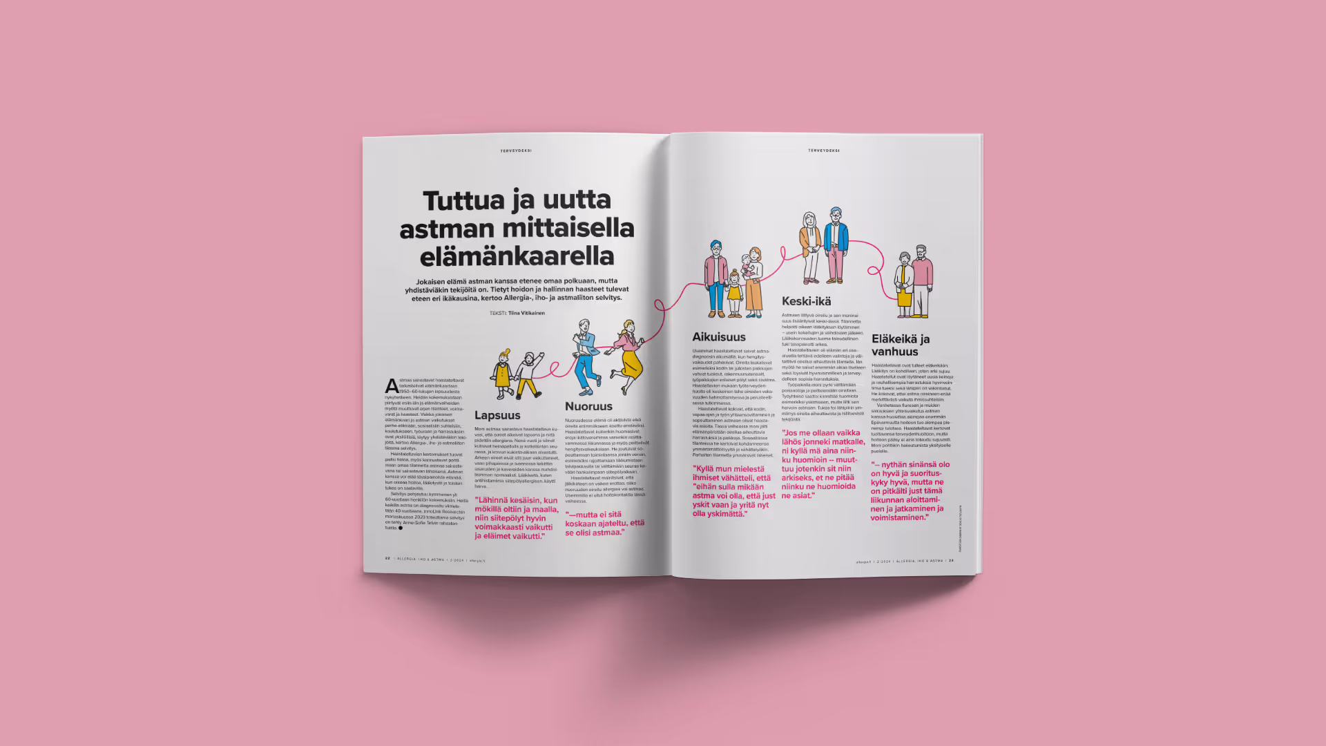 Teemajutun taittoa kuvituksen kanssa.