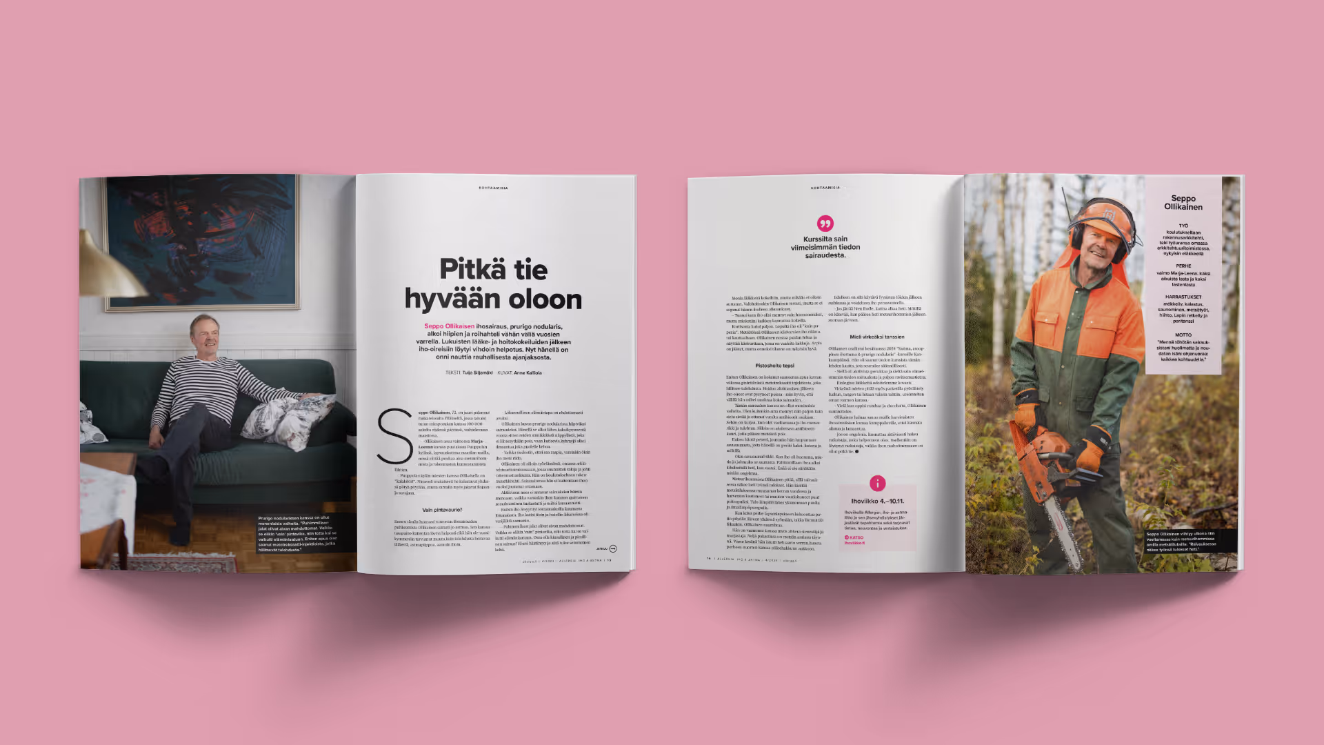 Pääjutun ulkoasu ja taitto, joissa isoja kuvia ja tekstiä.