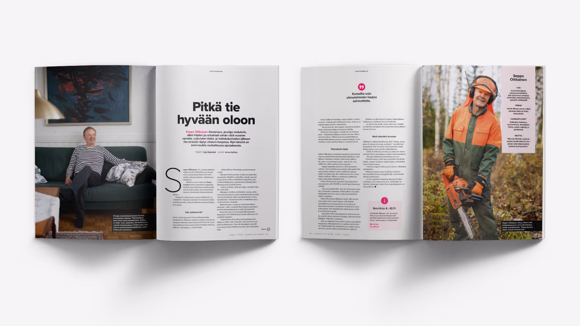 Uudistuneen AIA-lehden pääjutun taittoa.