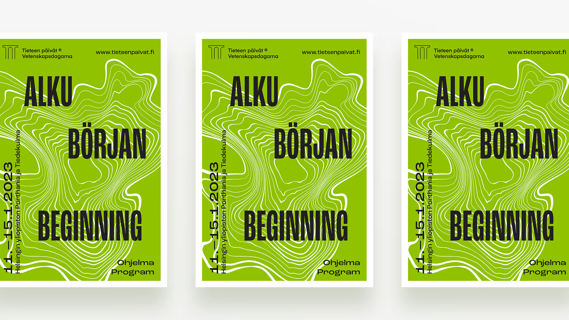 Tieteen päivät 2023 -tapahtuman käsiohjelmien kannet.