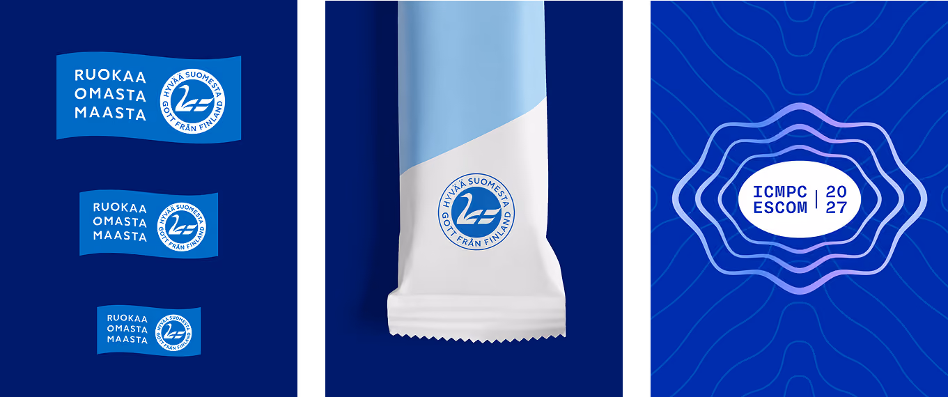 Hyvää Suomesta -merkin uudistus. ICMPC-ESCOM27-konferenssin logo.