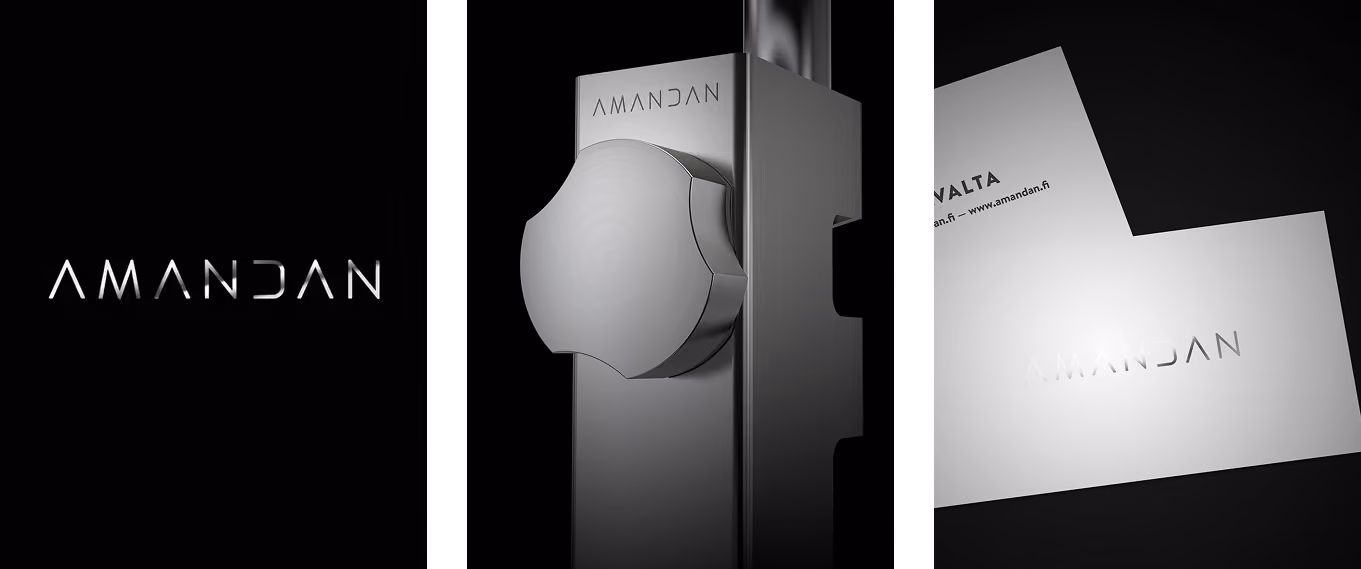 Amandan-yritysilme, logo ja käyntikortit.