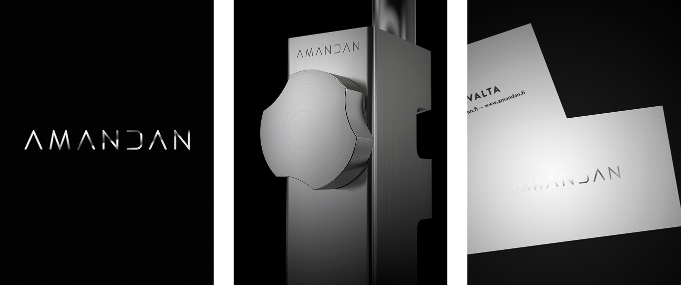 Amandan-yritysilme, logo ja käyntikortit.