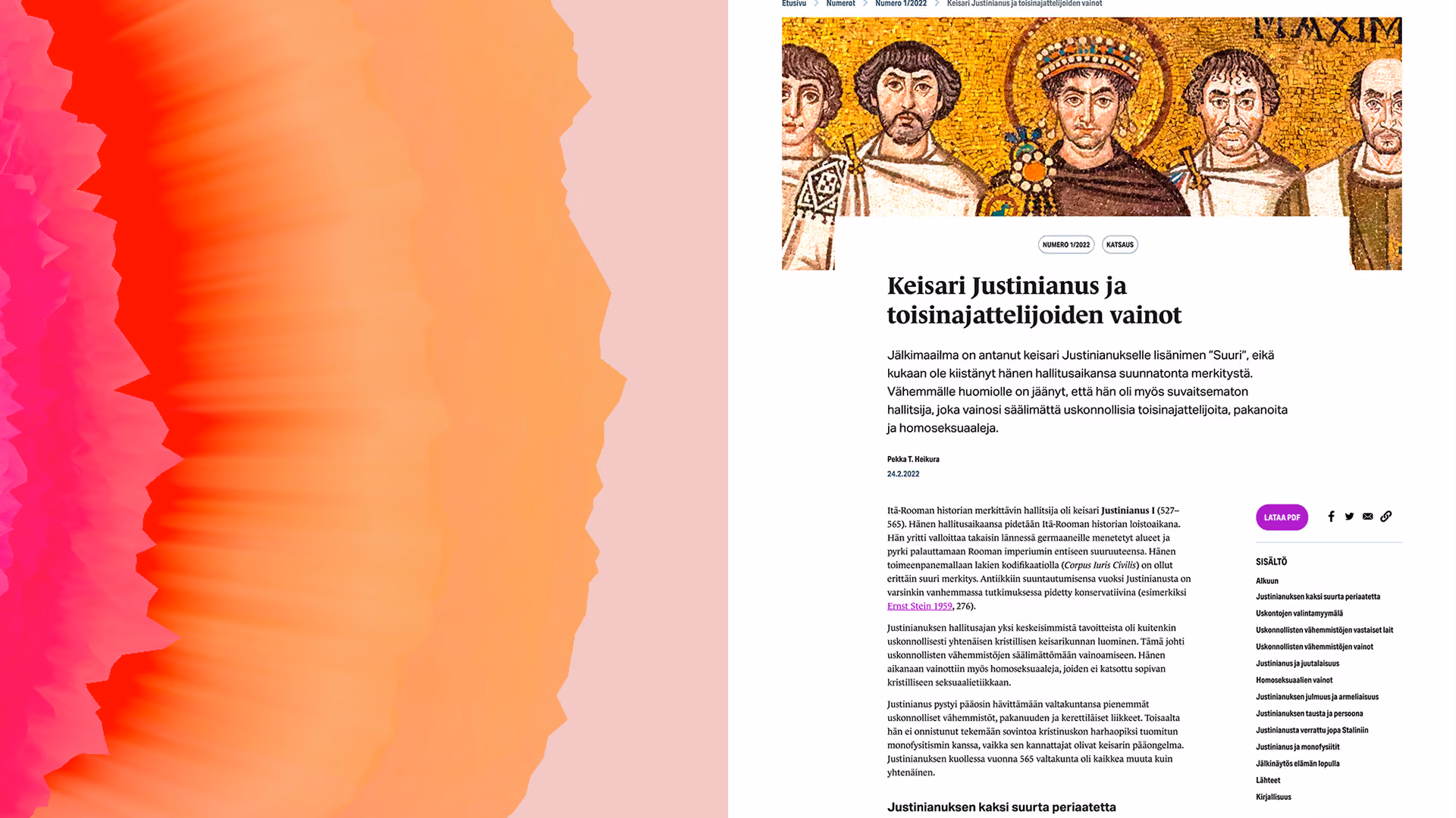Tieteellisen artikkelin ulkoasu verkkosivuilla: Tieteessä tapahtuu -verkkolehti.