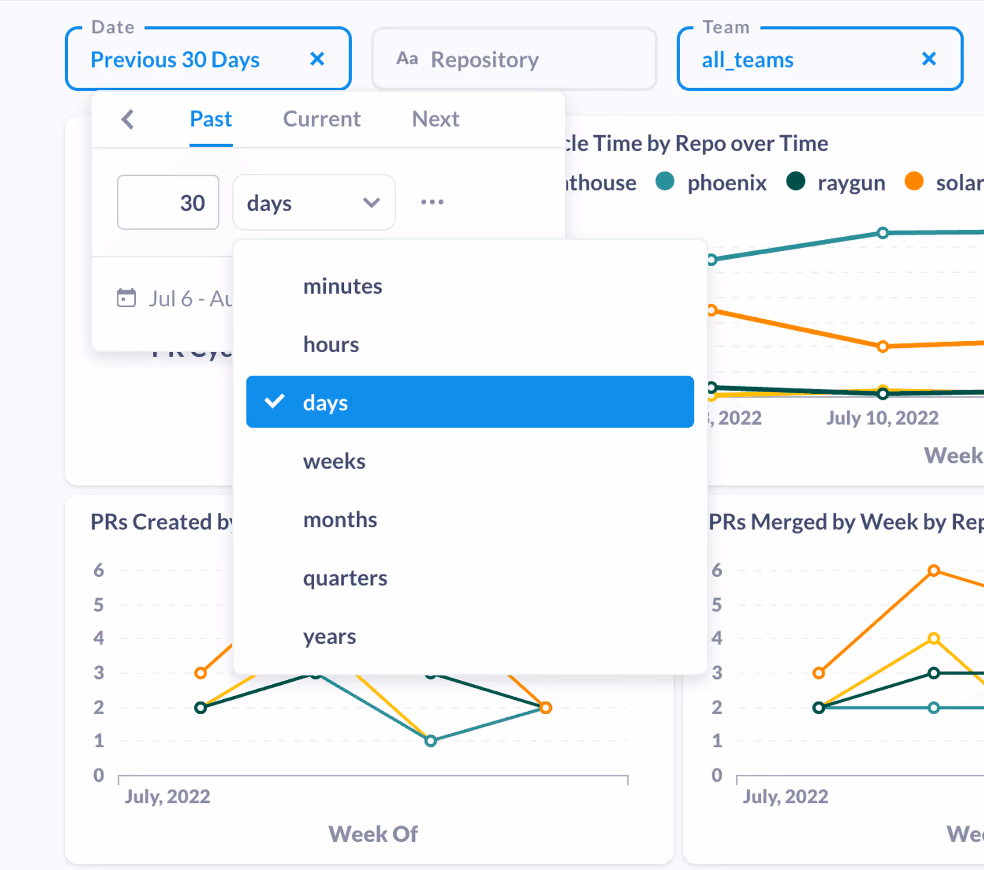 Filter by relative dates