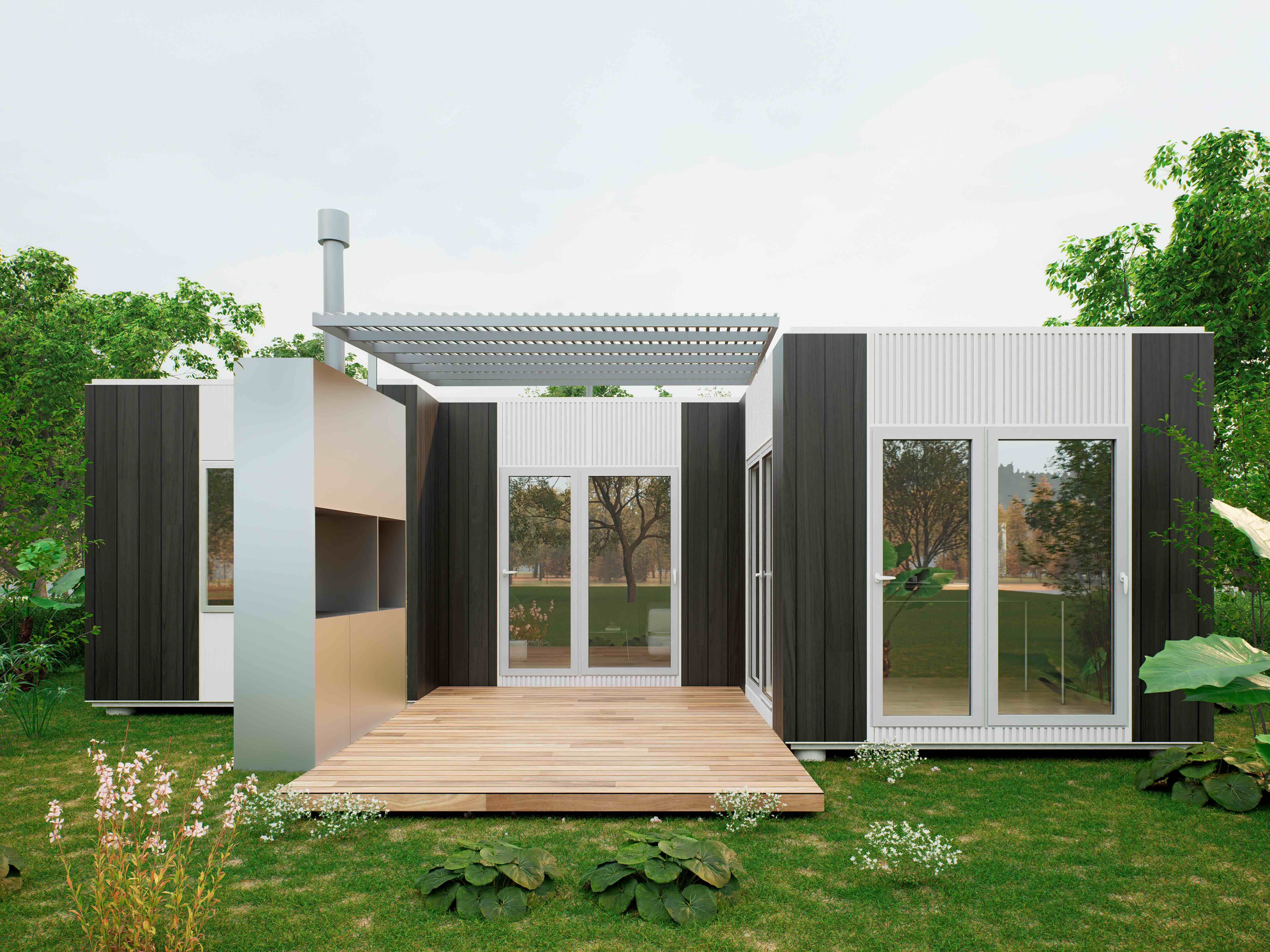Casa modular Idero con pérgola y parrilla